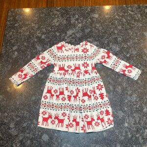 Hanna Andersson Christmas Reindeer Holiday Dress 3T 100% Cotton Girls